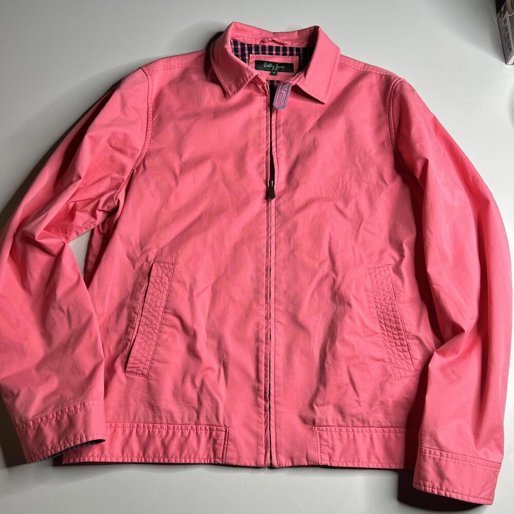 Bobby Jones Jacket Mens Medium Pink Cotton Lined Full Zip Golf Windbreaker